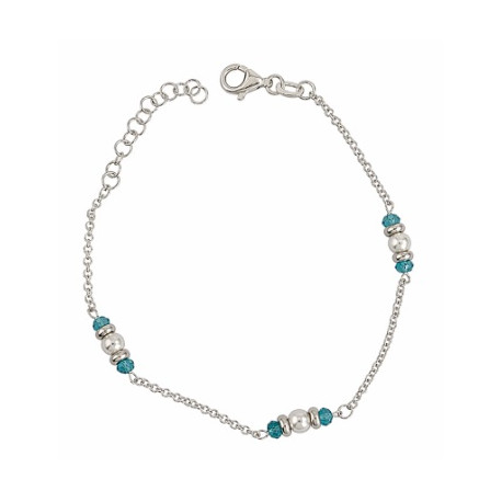 PULSERA DE PLATA BOLAS VERDE-PERLA