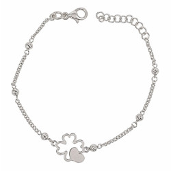 PULSERA DE PLATA TREBOL-CORAZON