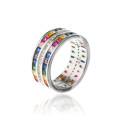 SORTIJA DE PLATA RODIADA CON PIEDRAS COLORES