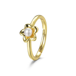 ANILLO DE PLATA CHAPADA FLOR DE 8 MM
