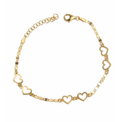 PULSERA DE PLATA CHAPADA CORAZONES