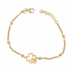 PULSERA DE PLATA CHAPADA TREBOL-CORAZON