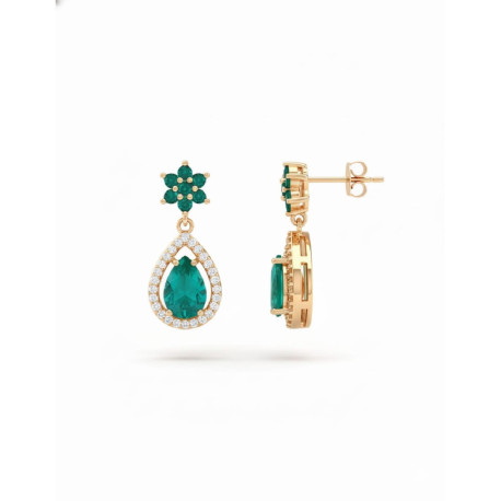 PENDIENTES DE PLATA CHAPADA  Y CIRCONITAS VERDES