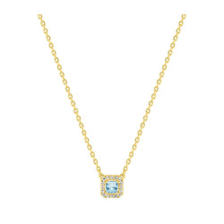 gargantilla de plata chapada en oro circonita azul