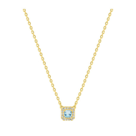 gargantilla de plata chapada en oro circonita azul