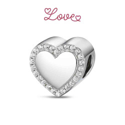ABALORIO DE PLATA CORAZON LISO PERSONALIZAR