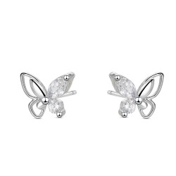 Pendiente de plata rodiado mariposa con circonitas