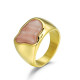 Anillo de acero 316 chapado 18 kt con cuarzo cerez