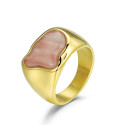 Anillo de acero 316 chapado 18 kt con cuarzo cerez