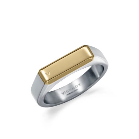 ANILLO ACERO E IP DORADO SELLO FASHION