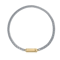 COLLAR ACERO E IP DORADO PLACA SR FASHION
