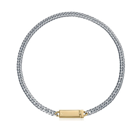 COLLAR ACERO E IP DORADO PLACA SR FASHION