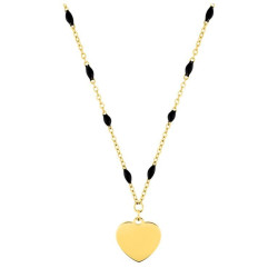 collar de acero clásico corazon liso 