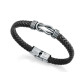 PULSERA NUDOS ACERO PIEL NEGRA