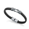 PULSERA NUDOS ACERO PIEL NEGRA