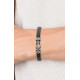 PULSERA NUDOS ACERO PIEL NEGRA