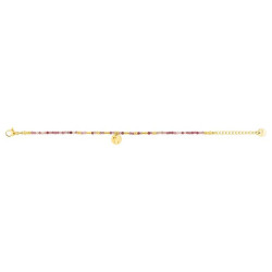 PULSERA DE ACERO BOLAS ROSAS
