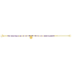 PULSERA DE ACERO BOLITAS VIOLETA