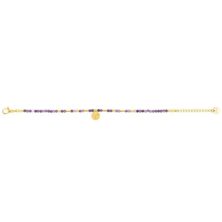 PULSERA DE ACERO BOLITAS VIOLETA