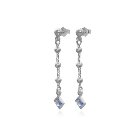 Pendiente Plata Bolitas Circonitas Azules